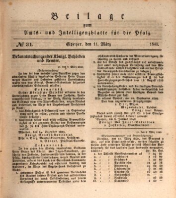 Königlich bayerisches Amts- und Intelligenzblatt für die Pfalz Mittwoch 11. März 1840