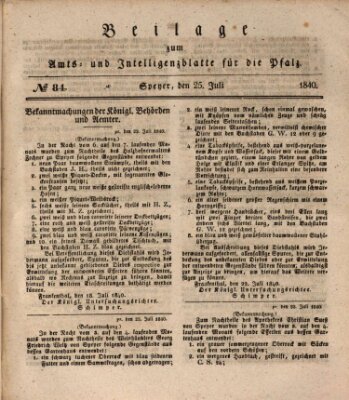 Königlich bayerisches Amts- und Intelligenzblatt für die Pfalz Samstag 25. Juli 1840