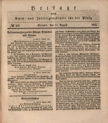 Königlich bayerisches Amts- und Intelligenzblatt für die Pfalz Montag 24. August 1840