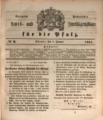 Königlich bayerisches Amts- und Intelligenzblatt für die Pfalz Freitag 8. Januar 1841