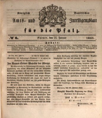 Königlich bayerisches Amts- und Intelligenzblatt für die Pfalz Montag 25. Januar 1841