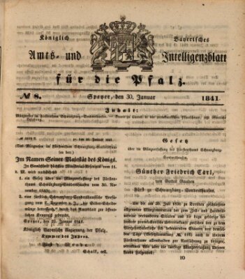 Königlich bayerisches Amts- und Intelligenzblatt für die Pfalz Samstag 30. Januar 1841
