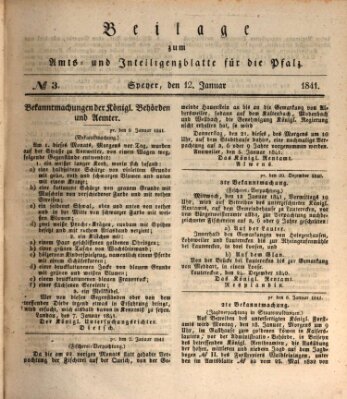 Königlich bayerisches Amts- und Intelligenzblatt für die Pfalz Dienstag 12. Januar 1841