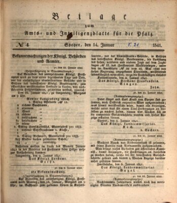 Königlich bayerisches Amts- und Intelligenzblatt für die Pfalz Donnerstag 14. Januar 1841