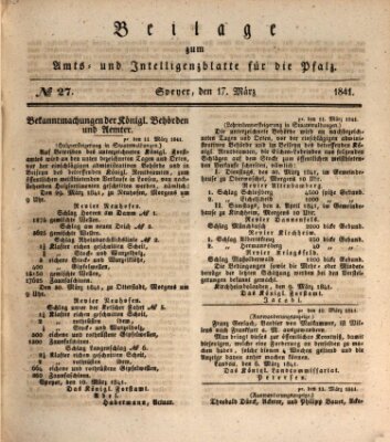 Königlich bayerisches Amts- und Intelligenzblatt für die Pfalz Mittwoch 17. März 1841