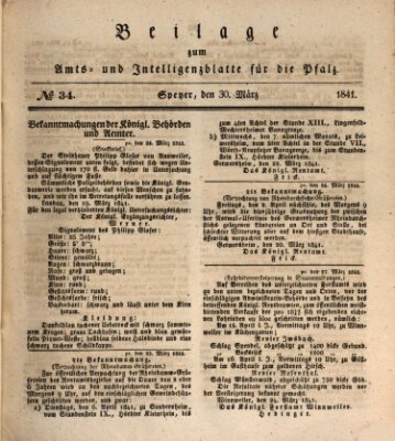 Königlich bayerisches Amts- und Intelligenzblatt für die Pfalz Dienstag 30. März 1841