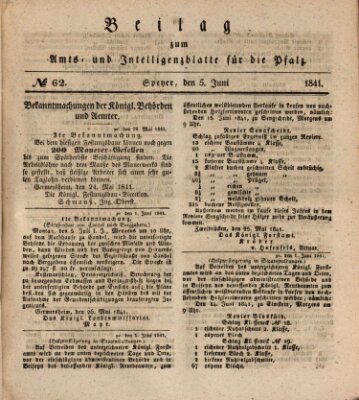 Königlich bayerisches Amts- und Intelligenzblatt für die Pfalz Samstag 5. Juni 1841