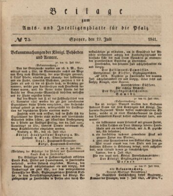 Königlich bayerisches Amts- und Intelligenzblatt für die Pfalz Montag 19. Juli 1841