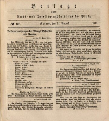 Königlich bayerisches Amts- und Intelligenzblatt für die Pfalz Dienstag 31. August 1841