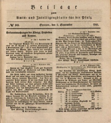 Königlich bayerisches Amts- und Intelligenzblatt für die Pfalz Donnerstag 9. September 1841