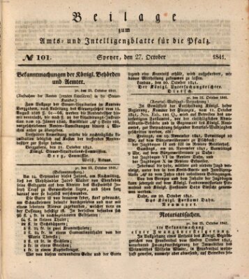 Königlich bayerisches Amts- und Intelligenzblatt für die Pfalz Mittwoch 27. Oktober 1841