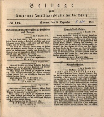 Königlich bayerisches Amts- und Intelligenzblatt für die Pfalz Mittwoch 8. Dezember 1841