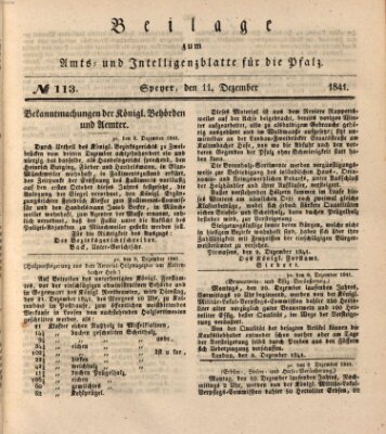 Königlich bayerisches Amts- und Intelligenzblatt für die Pfalz Samstag 11. Dezember 1841