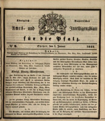 Königlich bayerisches Amts- und Intelligenzblatt für die Pfalz Samstag 8. Januar 1842