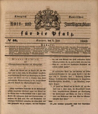 Königlich bayerisches Amts- und Intelligenzblatt für die Pfalz Freitag 8. Juli 1842