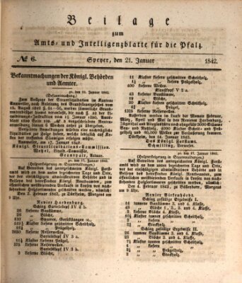 Königlich bayerisches Amts- und Intelligenzblatt für die Pfalz Freitag 21. Januar 1842