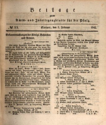 Königlich bayerisches Amts- und Intelligenzblatt für die Pfalz Samstag 5. Februar 1842