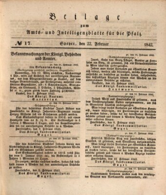 Königlich bayerisches Amts- und Intelligenzblatt für die Pfalz Dienstag 22. Februar 1842