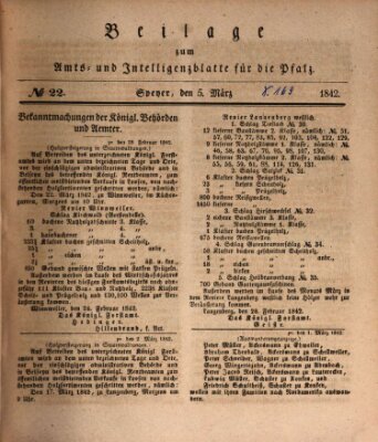 Königlich bayerisches Amts- und Intelligenzblatt für die Pfalz Samstag 5. März 1842