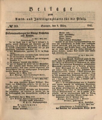 Königlich bayerisches Amts- und Intelligenzblatt für die Pfalz Dienstag 8. März 1842
