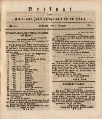 Königlich bayerisches Amts- und Intelligenzblatt für die Pfalz Mittwoch 3. August 1842