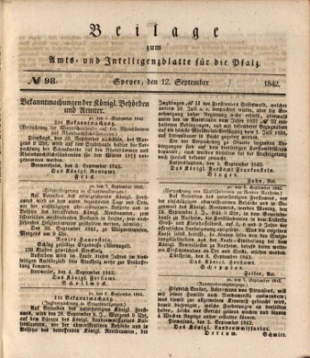 Königlich bayerisches Amts- und Intelligenzblatt für die Pfalz Montag 12. September 1842