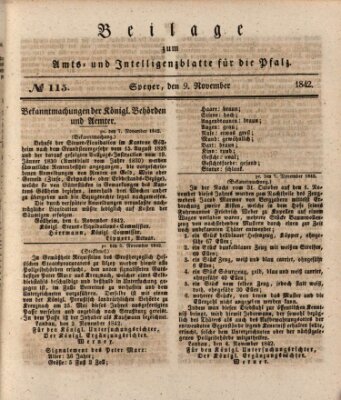 Königlich bayerisches Amts- und Intelligenzblatt für die Pfalz Mittwoch 9. November 1842