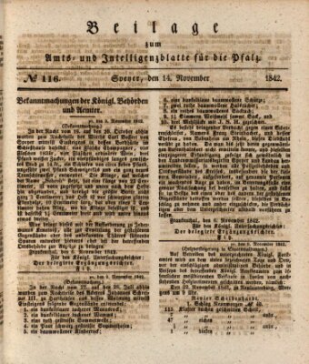Königlich bayerisches Amts- und Intelligenzblatt für die Pfalz Montag 14. November 1842