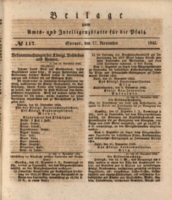Königlich bayerisches Amts- und Intelligenzblatt für die Pfalz Donnerstag 17. November 1842