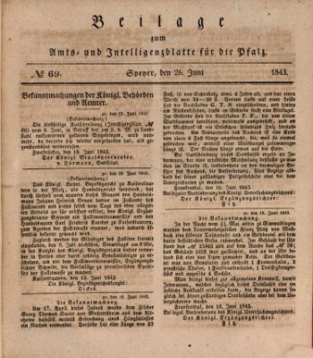 Königlich bayerisches Amts- und Intelligenzblatt für die Pfalz Montag 26. Juni 1843
