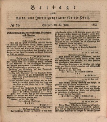 Königlich bayerisches Amts- und Intelligenzblatt für die Pfalz Freitag 30. Juni 1843