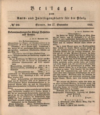 Königlich bayerisches Amts- und Intelligenzblatt für die Pfalz Mittwoch 27. September 1843