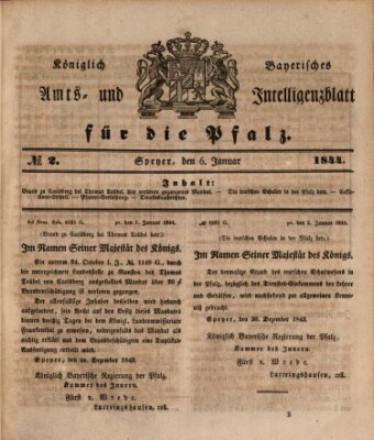Königlich bayerisches Amts- und Intelligenzblatt für die Pfalz Samstag 6. Januar 1844