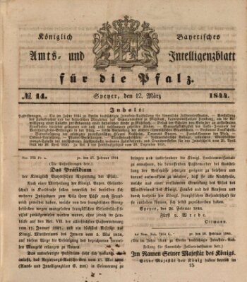 Königlich bayerisches Amts- und Intelligenzblatt für die Pfalz Dienstag 12. März 1844