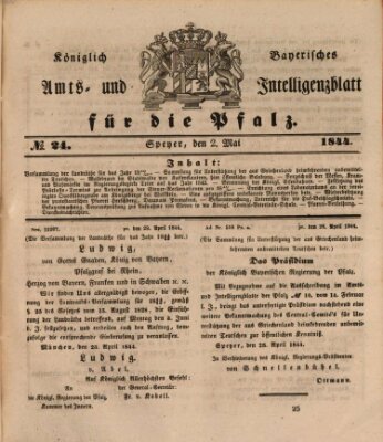 Königlich bayerisches Amts- und Intelligenzblatt für die Pfalz Donnerstag 2. Mai 1844