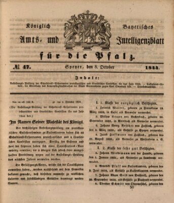Königlich bayerisches Amts- und Intelligenzblatt für die Pfalz Dienstag 8. Oktober 1844