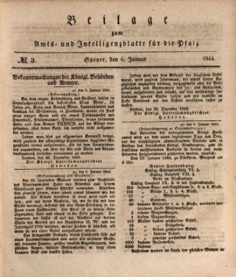 Königlich bayerisches Amts- und Intelligenzblatt für die Pfalz Samstag 6. Januar 1844