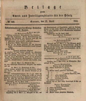 Königlich bayerisches Amts- und Intelligenzblatt für die Pfalz Donnerstag 25. April 1844