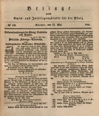 Königlich bayerisches Amts- und Intelligenzblatt für die Pfalz Samstag 25. Mai 1844