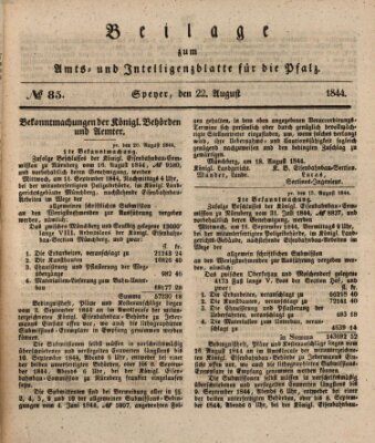 Königlich bayerisches Amts- und Intelligenzblatt für die Pfalz Donnerstag 22. August 1844