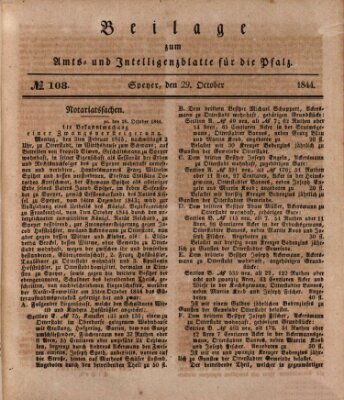 Königlich bayerisches Amts- und Intelligenzblatt für die Pfalz Dienstag 29. Oktober 1844