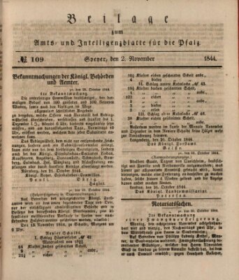 Königlich bayerisches Amts- und Intelligenzblatt für die Pfalz Samstag 2. November 1844