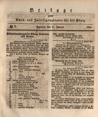 Königlich bayerisches Amts- und Intelligenzblatt für die Pfalz Freitag 17. Januar 1845