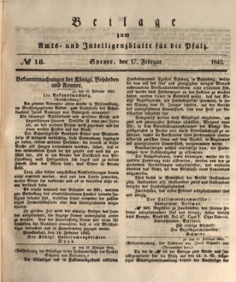 Königlich bayerisches Amts- und Intelligenzblatt für die Pfalz Montag 17. Februar 1845