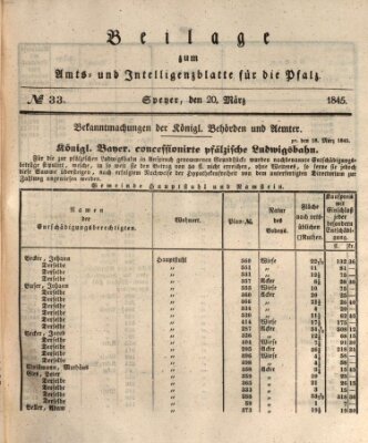 Königlich bayerisches Amts- und Intelligenzblatt für die Pfalz Donnerstag 20. März 1845