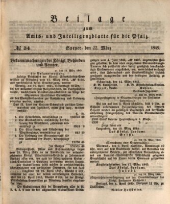 Königlich bayerisches Amts- und Intelligenzblatt für die Pfalz Samstag 22. März 1845
