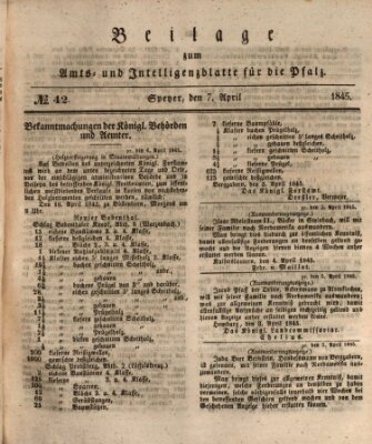 Königlich bayerisches Amts- und Intelligenzblatt für die Pfalz Montag 7. April 1845