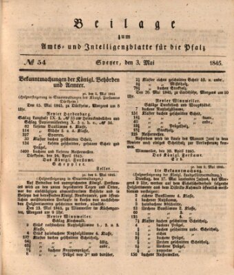 Königlich bayerisches Amts- und Intelligenzblatt für die Pfalz Samstag 3. Mai 1845