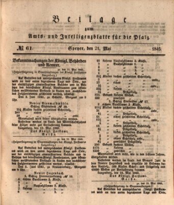 Königlich bayerisches Amts- und Intelligenzblatt für die Pfalz Mittwoch 21. Mai 1845