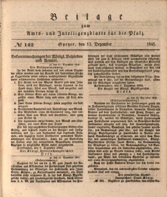 Königlich bayerisches Amts- und Intelligenzblatt für die Pfalz Samstag 13. Dezember 1845